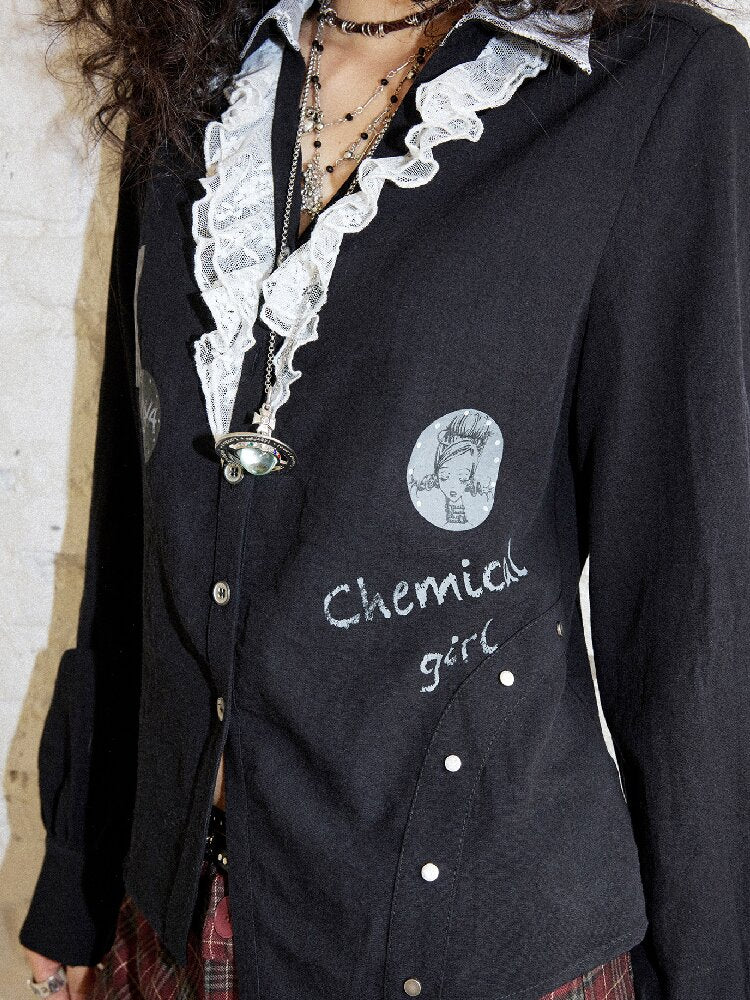 Punk-Style Lace Patchwork Shirt【s0000017895】