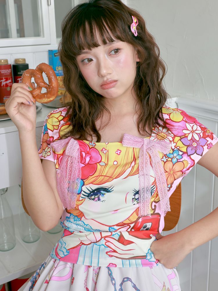 Beautiful girl pattern short-sleeve【s0000012756】