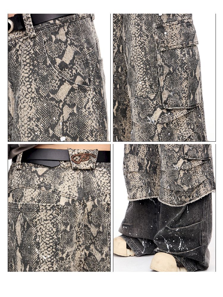 Splash Ink Washed Straight Leg Work Pants【s0000011692】