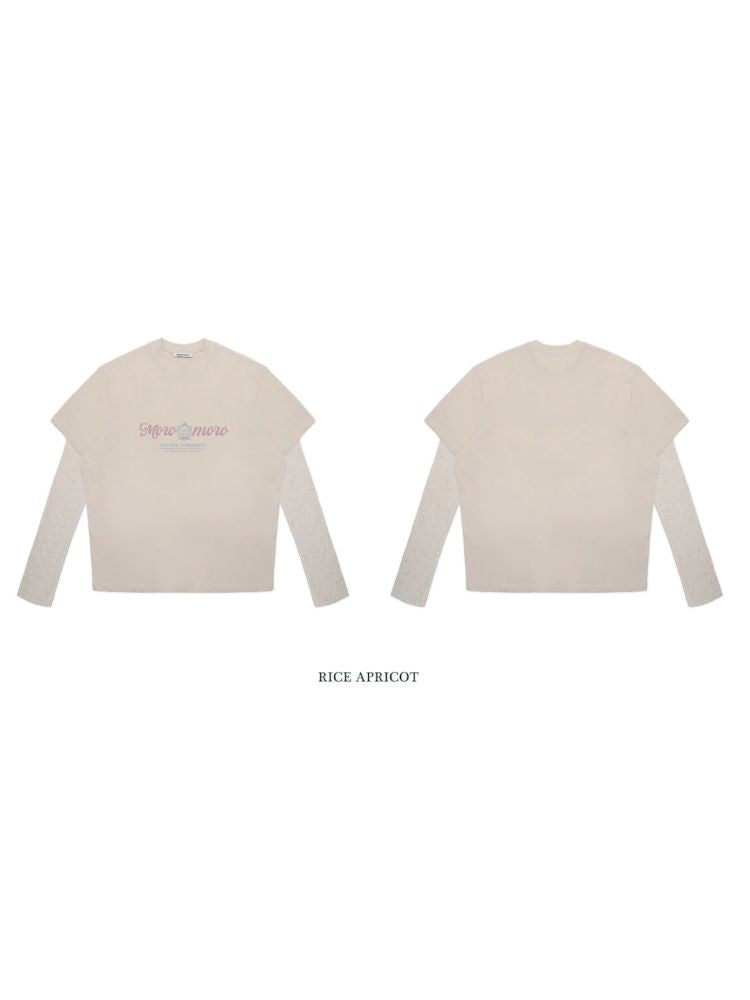 Stripe Long Sleeve Loose Printed Round Neck T-Shirt【s0000008649】