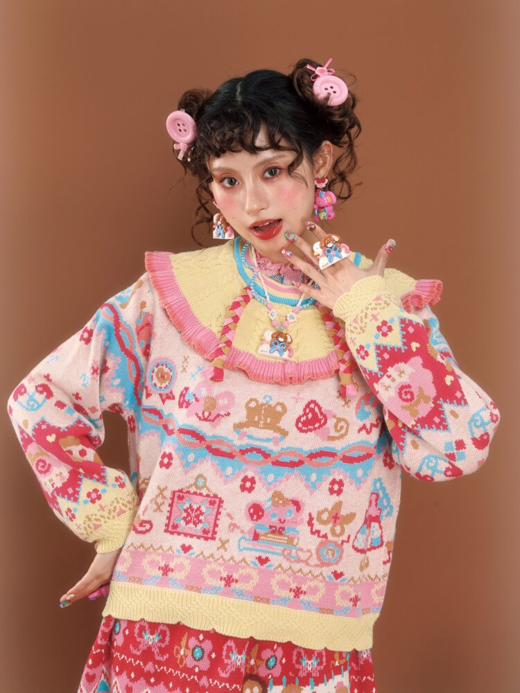 Gouache Contrast Knit Pullover【s0000015592】