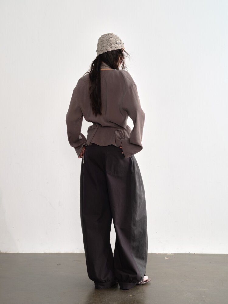 Pleated Patchwork Lantern Bubble Pants【s0000015690】