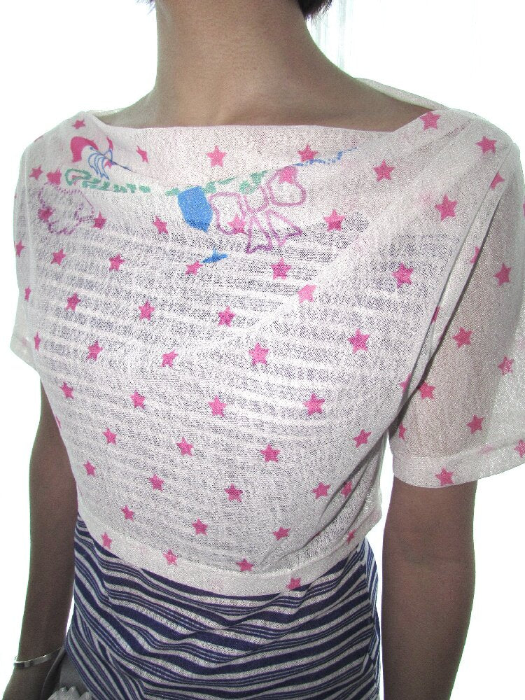 Y2K Star Mesh Elastic Short Top【s0000018677】