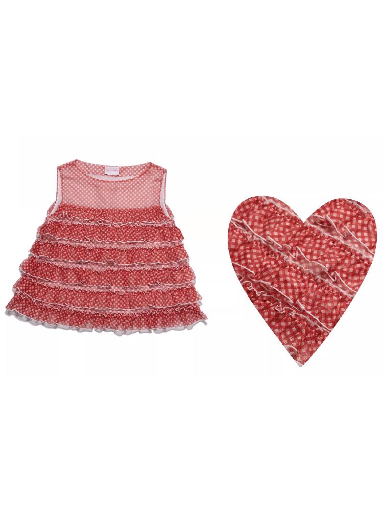 Red Plaid Mesh Loose Top【s0000009326】