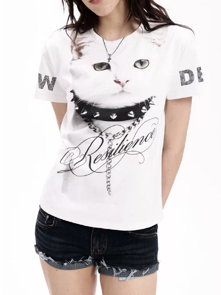 Y2K Rhinestone Slimming T-Shirt【s0000018296】