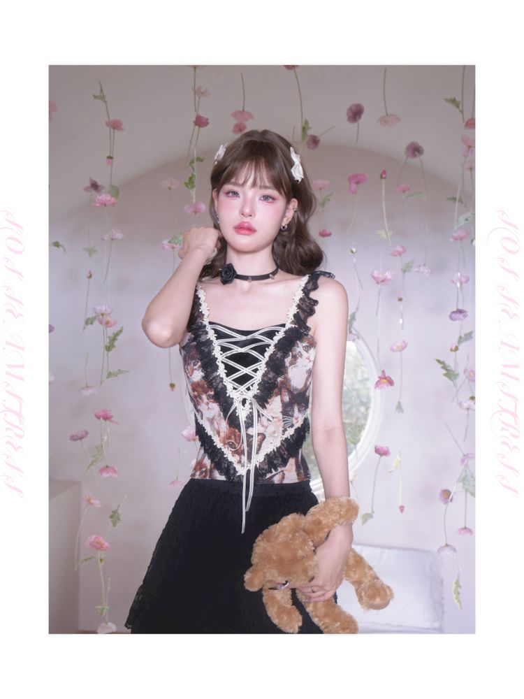 Ribbon Small Top Corset Camisole【s0000007871】