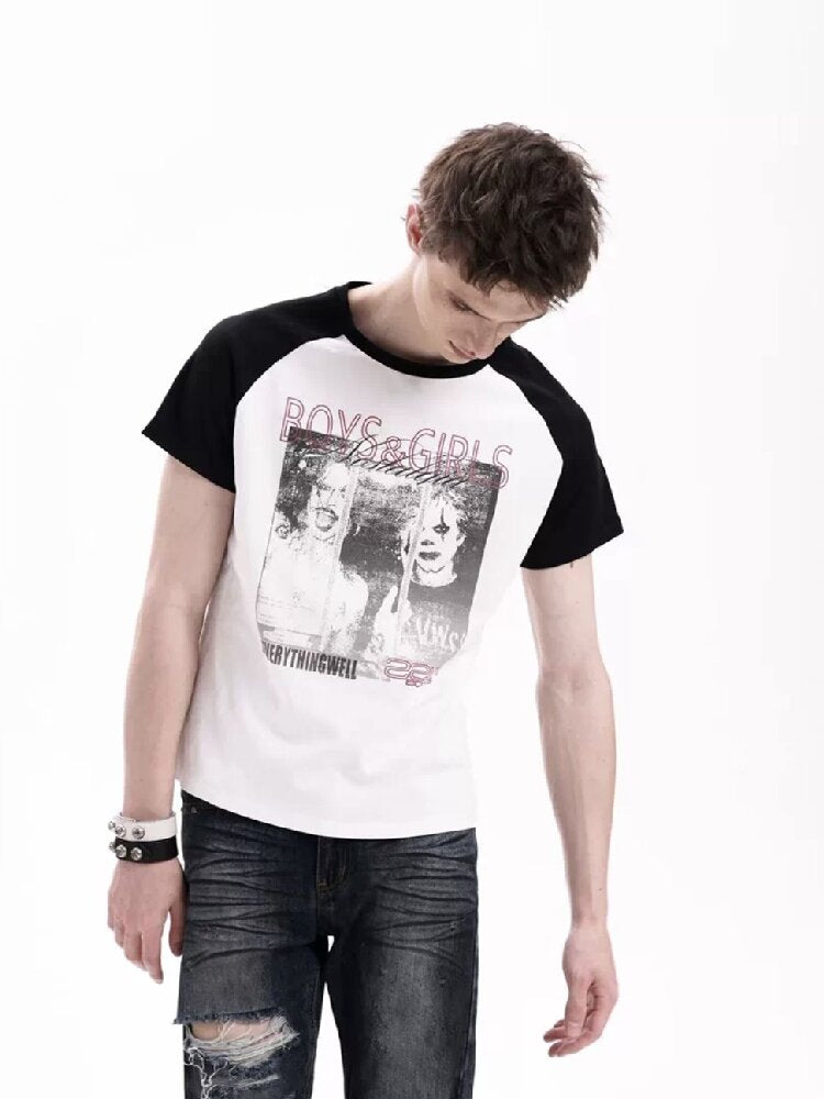 Record Slogan Patchwork T-Shirt【s0000018282】