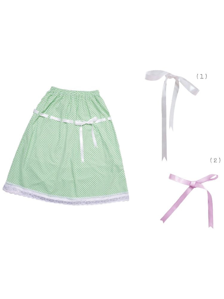Green Lace Ribbon Loose Half Skirt【s0000009325】