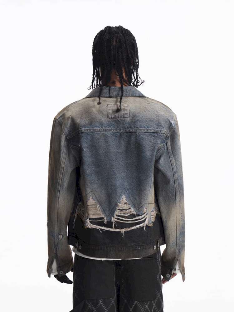 Destroyed Panelled Denim Jacket【s0000015180】