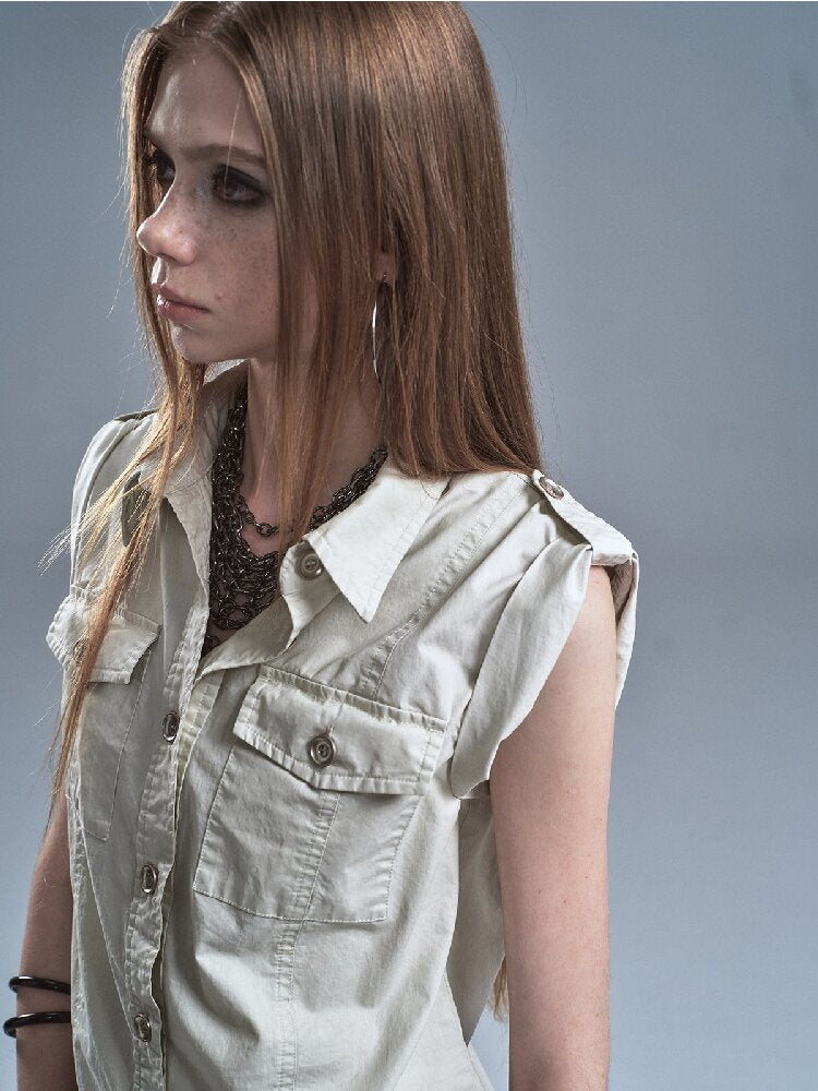 Rivet Metal Buckle Punk Shirt【s0000016640】
