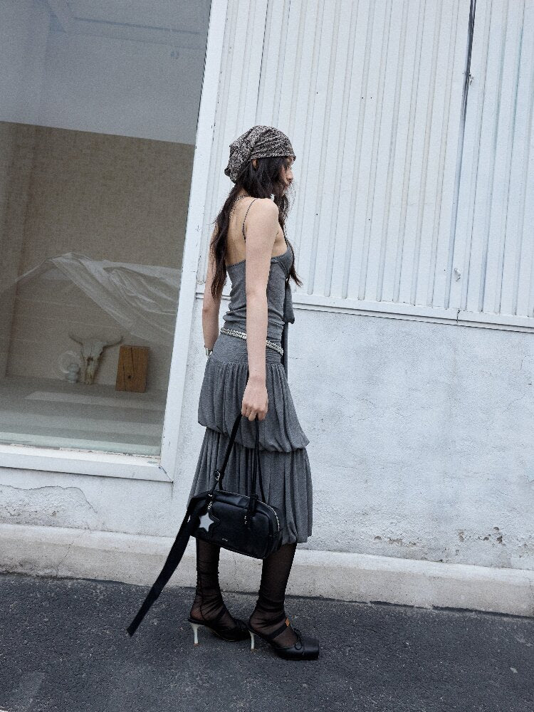 Pleated Drape Balloon Knit Dress【s0000016870】
