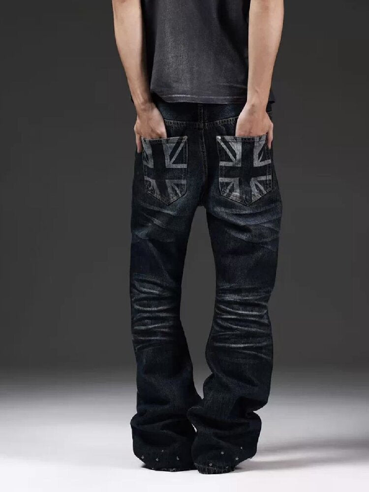 Handmade Bead Curved Knife Jeans【s0000018298】
