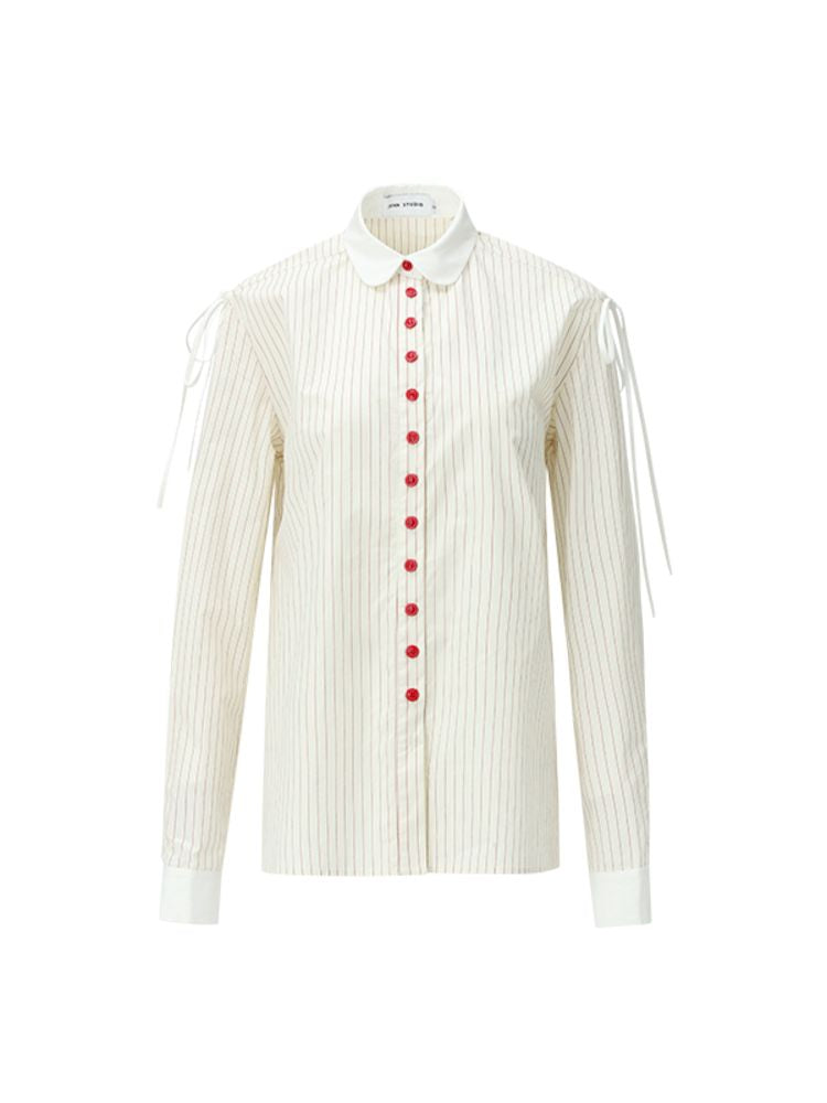 Red and White Striped Doll Collar Shirt Set【s0000006293】