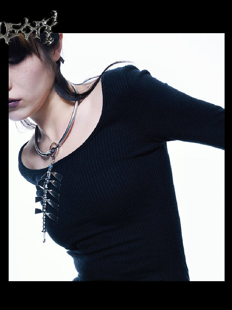 Spine Sweater Chain Punk Necklace【s0000018833】