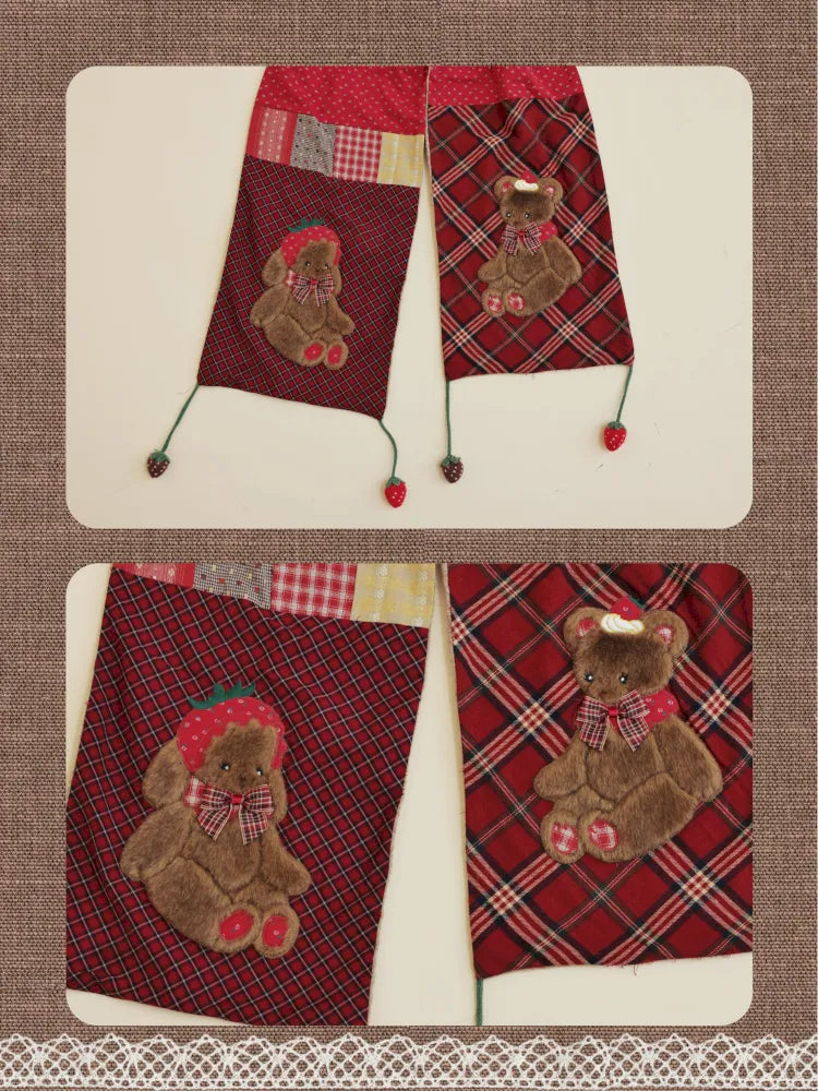 Strawberry-themed crochet scarf【s0000014175】