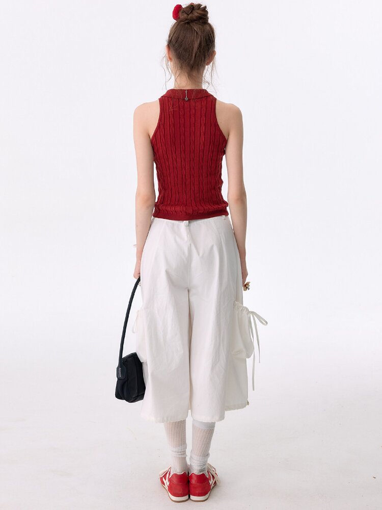 Sleeveless Polo Knit Tank Top【s0000017681】
