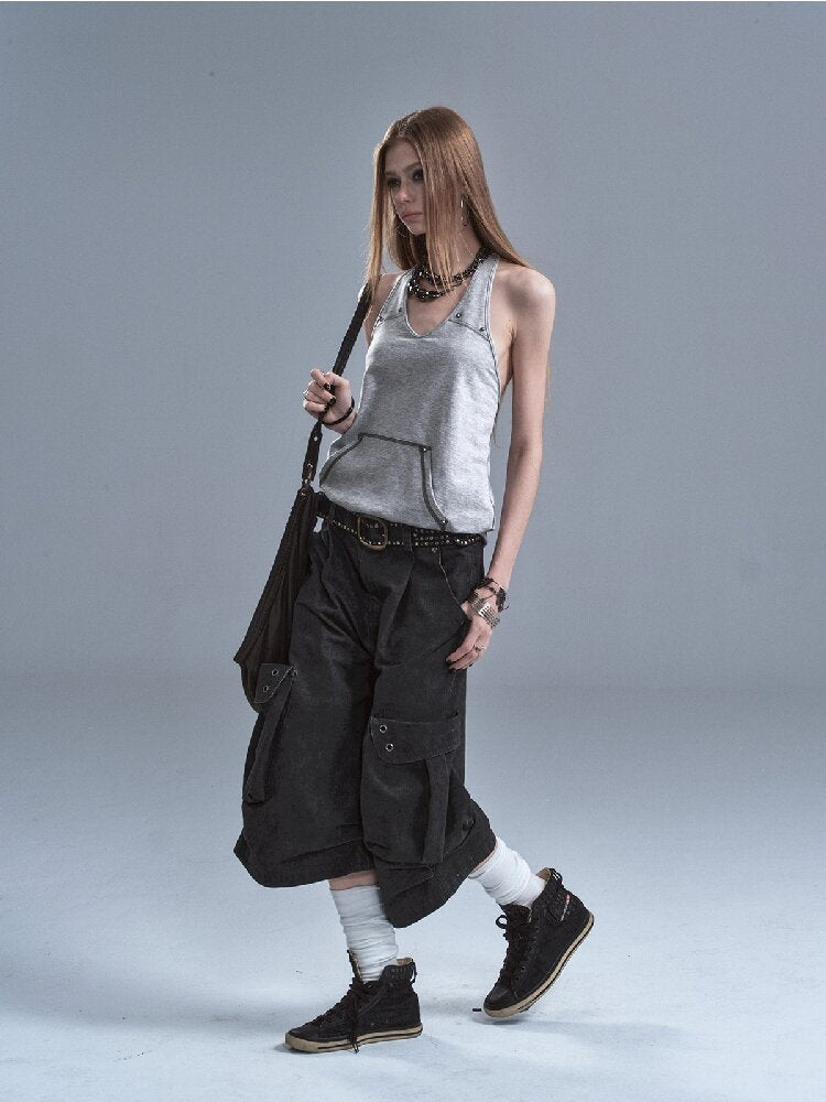 Rivet Pleats Washed Cropped Pants【s0000016895】