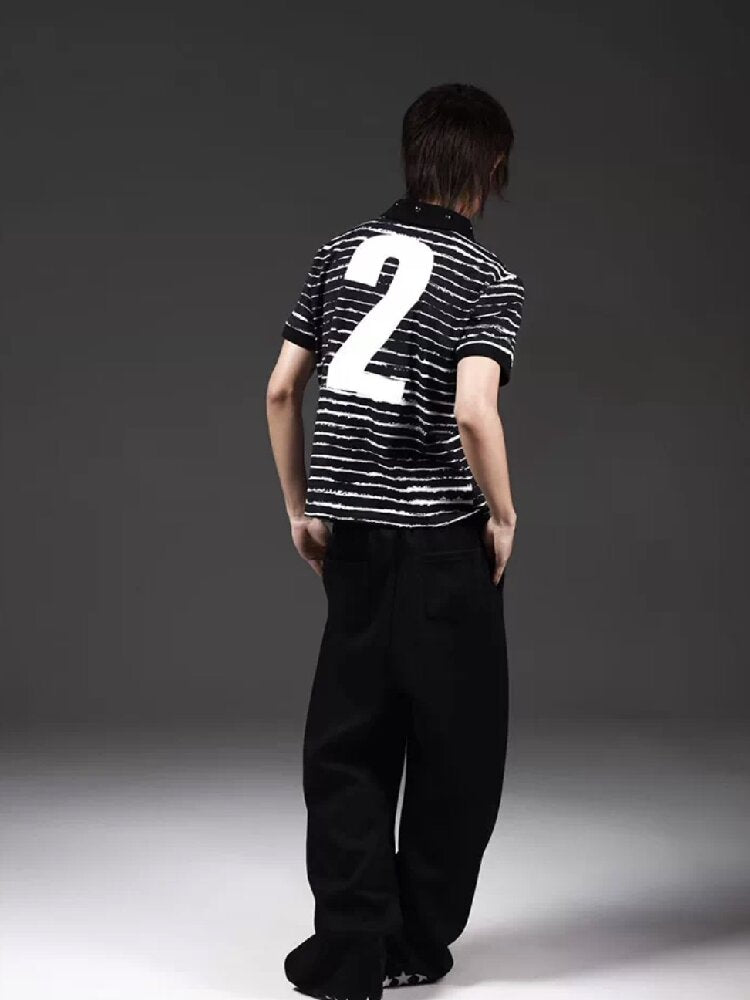 Thorn Letter Rhinestone Polo Shirt【s0000018268】