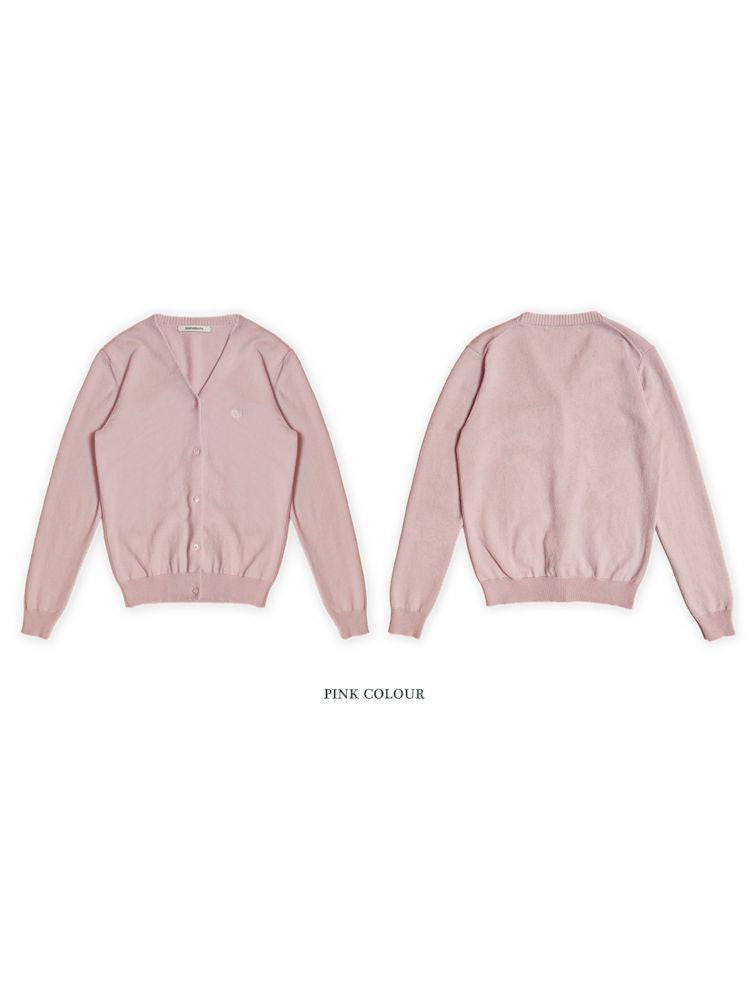 College style bow wheat crest V-neck cardigan【s0000008677】