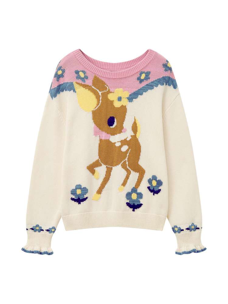 Navy Blue Off-white Fawn Sweater【s0000015025】