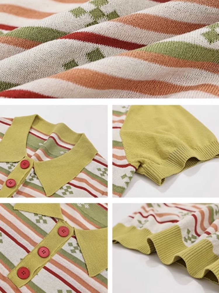 Classic Retro Polo Neck Short Sleeve T-Shirt【s0000008857】