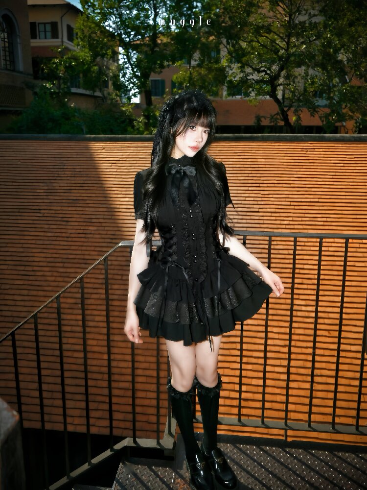 Gothic Vintage Waist Lace Dress【s0000016941】