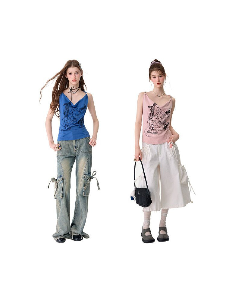 Retro Rabbit Print Swing Camisole【s0000017675】