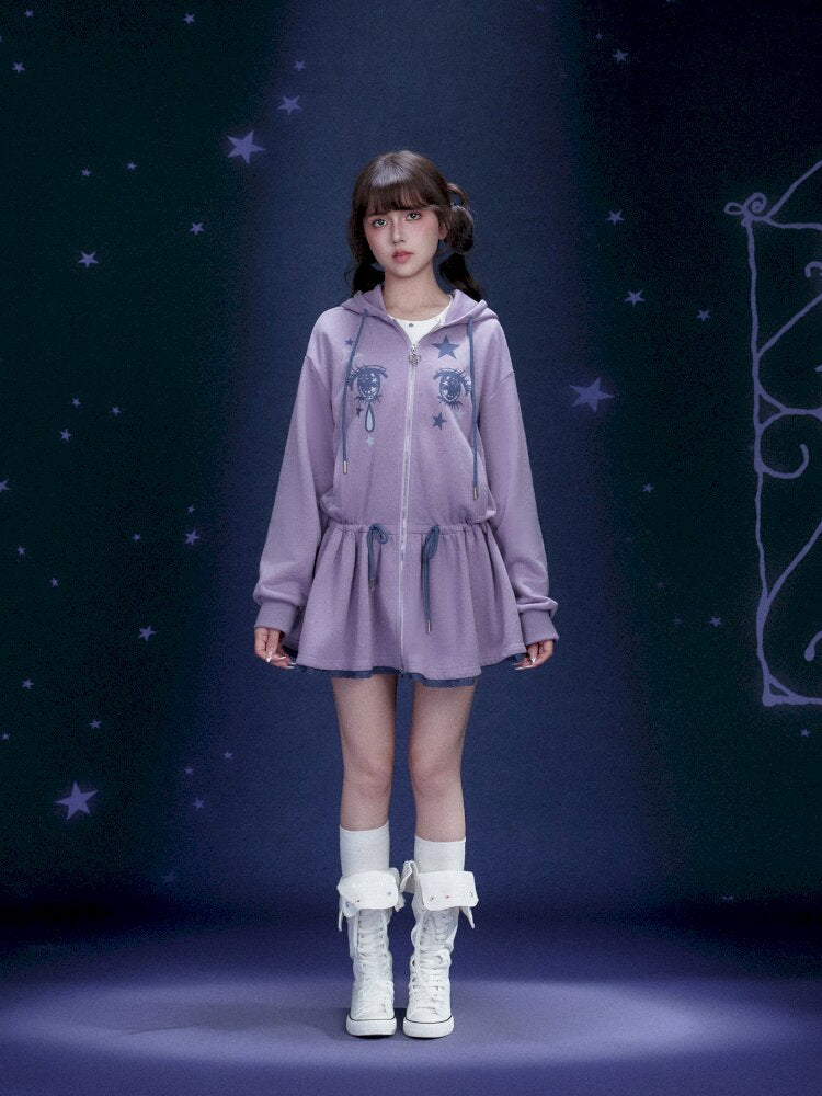 Purple Comic Eye Sweatshirt Dress【s0000015439】