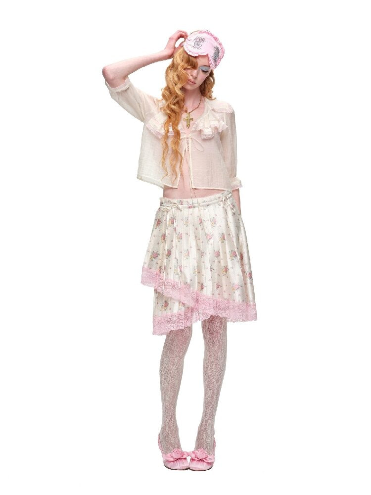 Mid Sleeve Ruffle Chiffon Shirt【s0000016913】
