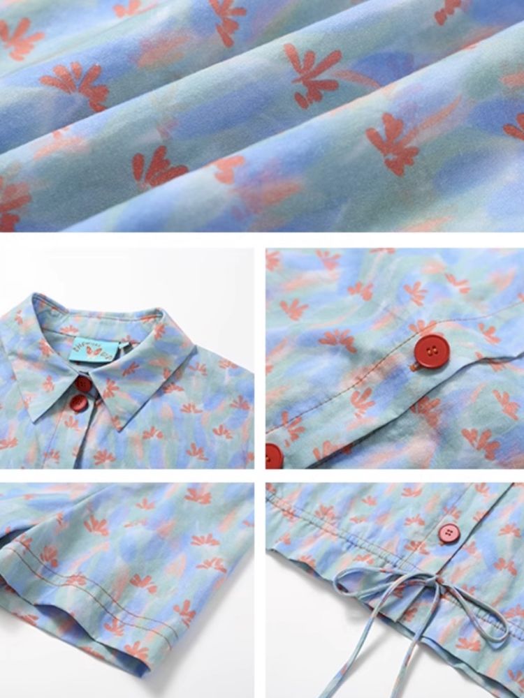 "Pixel Records" Printed Short Sleeve Shirt【s0000008872】