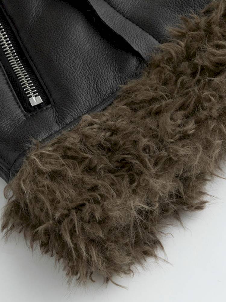 Asymmetric Fur-Trimmed Shearling Coat【s0000014429】