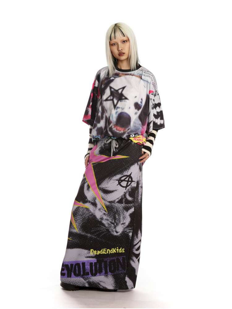 Vintage Printed Skirt Casual Loose Sweatshirt【s0000014905】