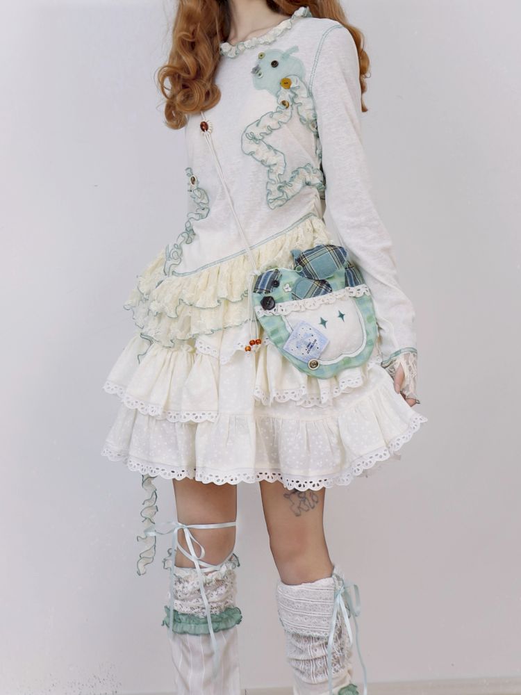 Color Clash Long Sleeve Knit T-Shirt【s0000012366】