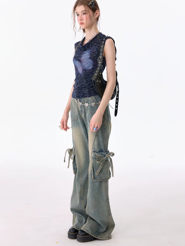 Artistic Butterfly Navy Tank Top【s0000017754】