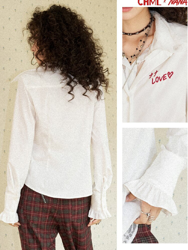 Fake Two-Piece Lace Printed Shirt【s0000017902】