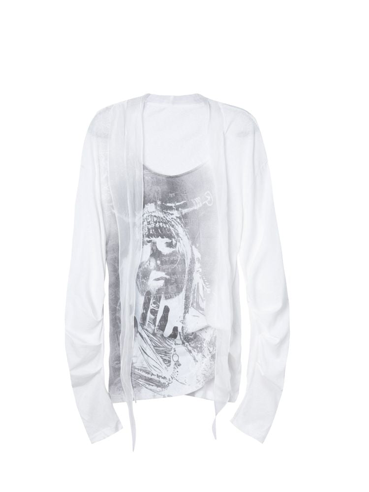 Ribbon Design Crew Neck Long Sleeve T-Shirt【s0000013905】