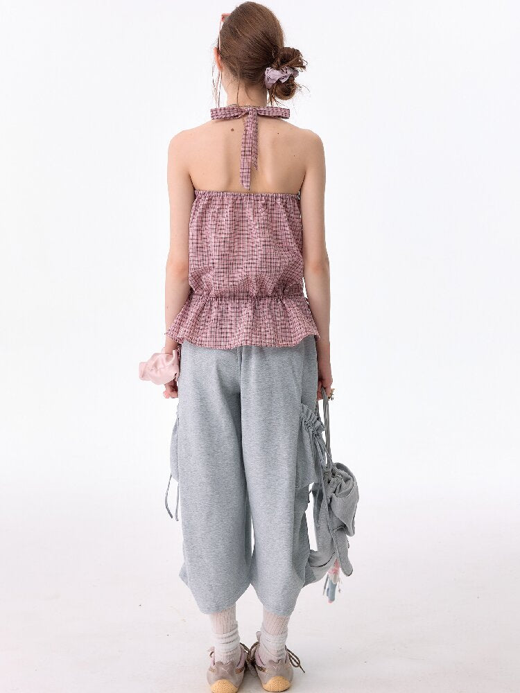 American Vintage Plaid Halter Top【s0000017749】