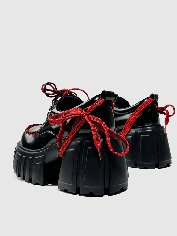 Lace Up Thick Heel Muffin Loafers【s0000015732】