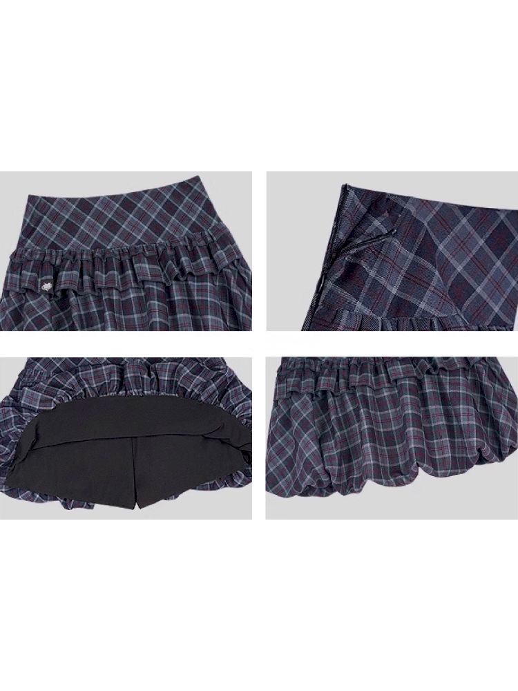 Sweet and lovely plaid bud skirt【s0000010109】