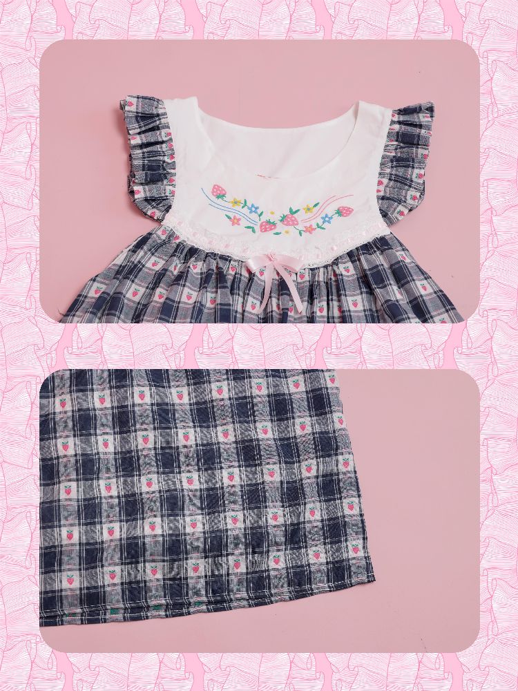 Fly Sleeve Plaid Tank Dress【s0000012013】