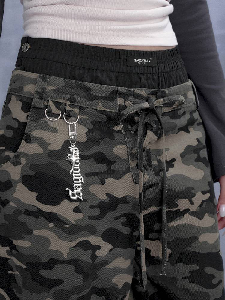 Street cool double waist camo pants【s0000014373】
