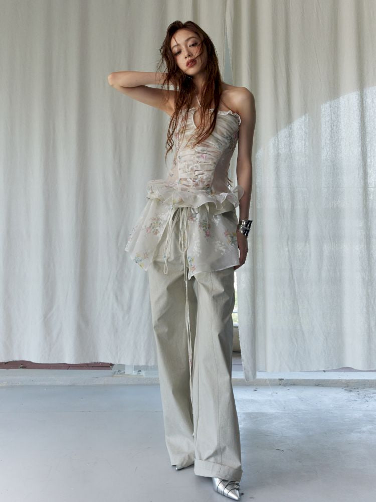 Floral Peplum Tank Sleeveless Top【s0000013222】