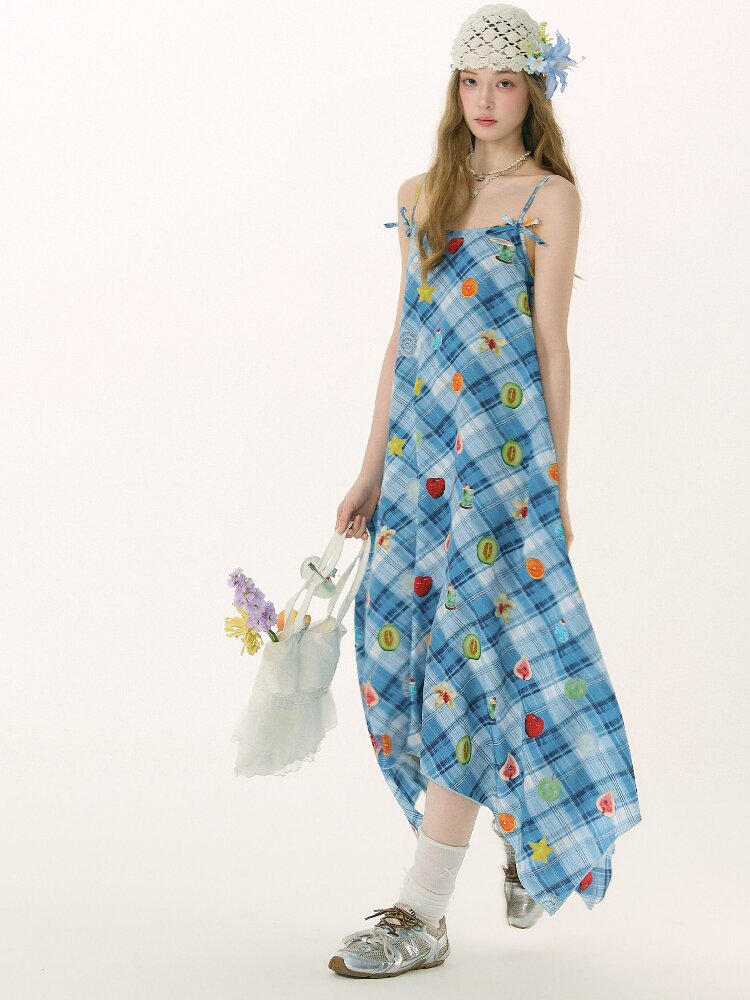 Summer Design Plaid Print Camisole Dress【s0000016843】