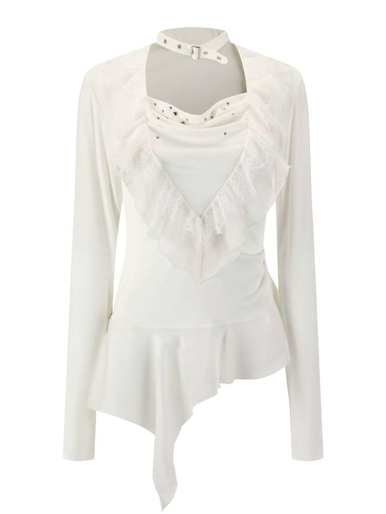 Ruffled Collar Tencel Blouse【s0000014431】