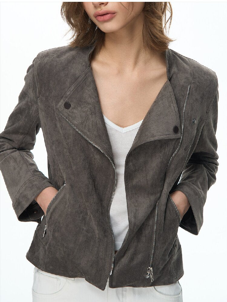 Vintage Suede Slim Cropped Jacket【s0000015859】