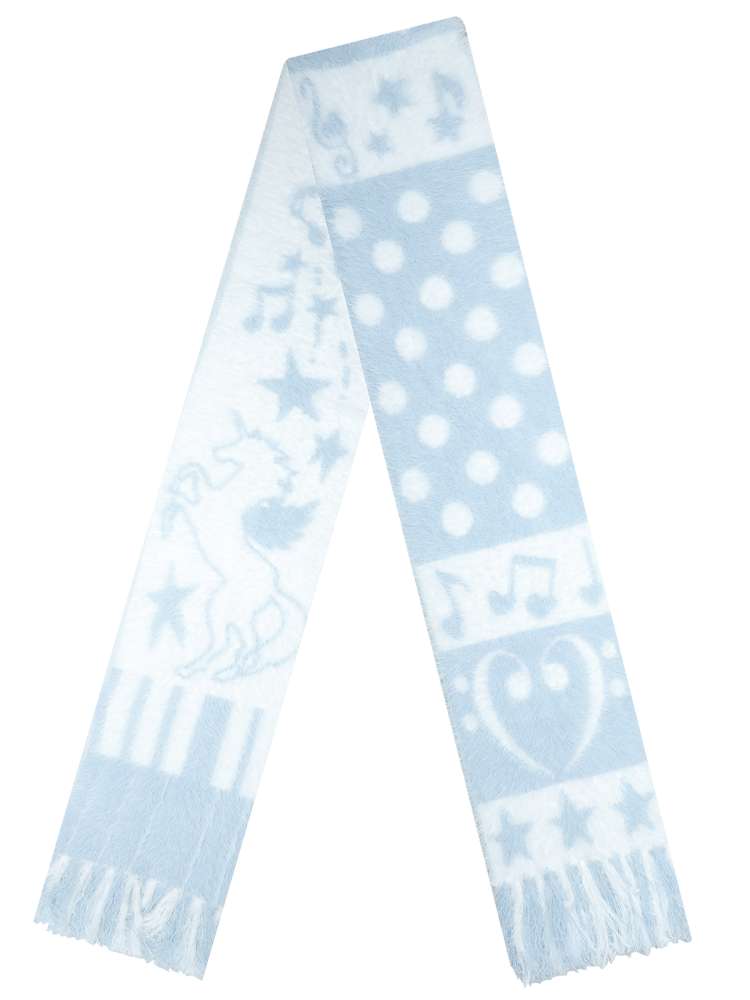 Blue White Polka Dot Mink Fringe Scarf【s0000014690】