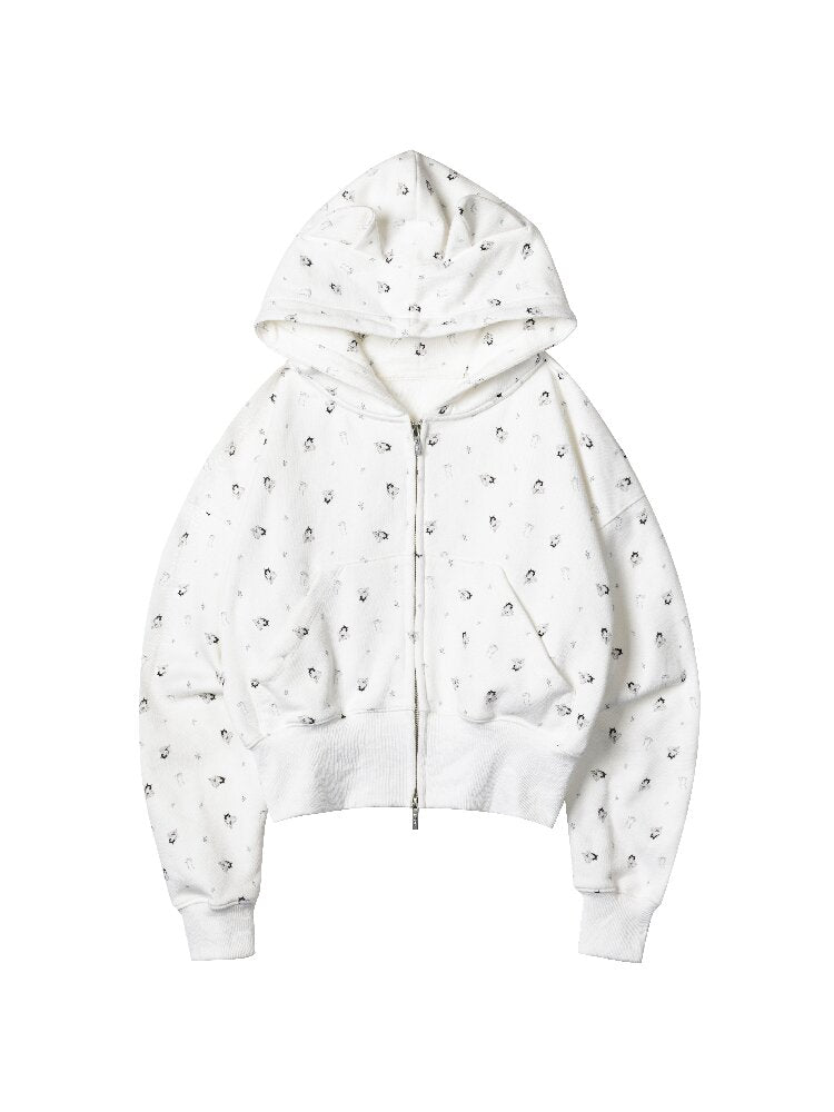 Full Print Hooded Short Jacket【s0000015862】