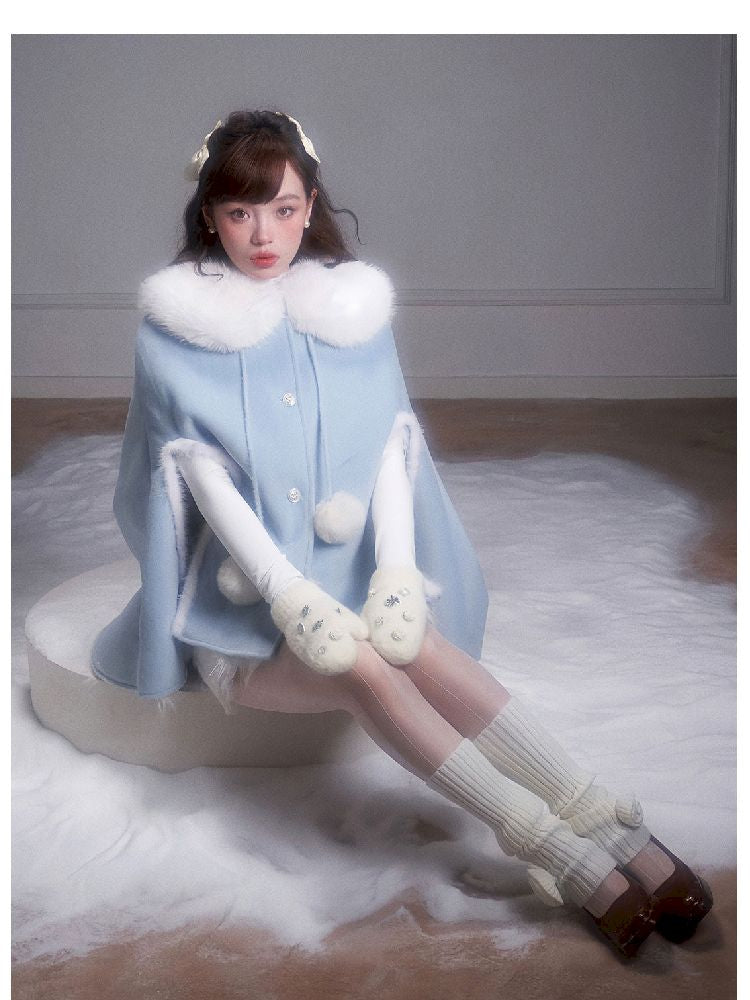 Globules patchwork fur shawl cape【s0000005338】