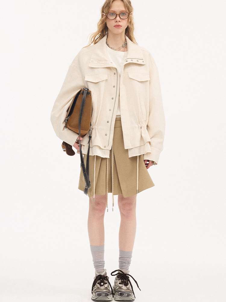 Stand-up Collar Drawstring Hem【s0000015415】