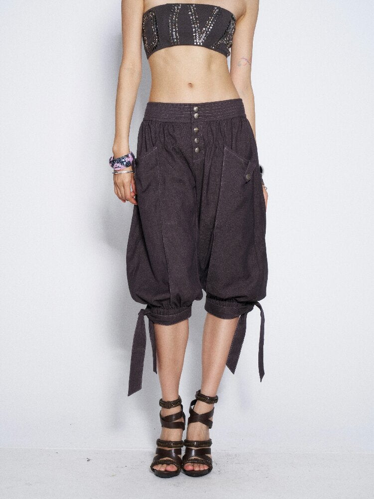 Suit Fabric Lace Up Crop Bloomer【s0000016682】